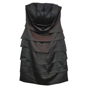 NEW! White House Black Market Layered Strapless Satin Dress Black Women's 10